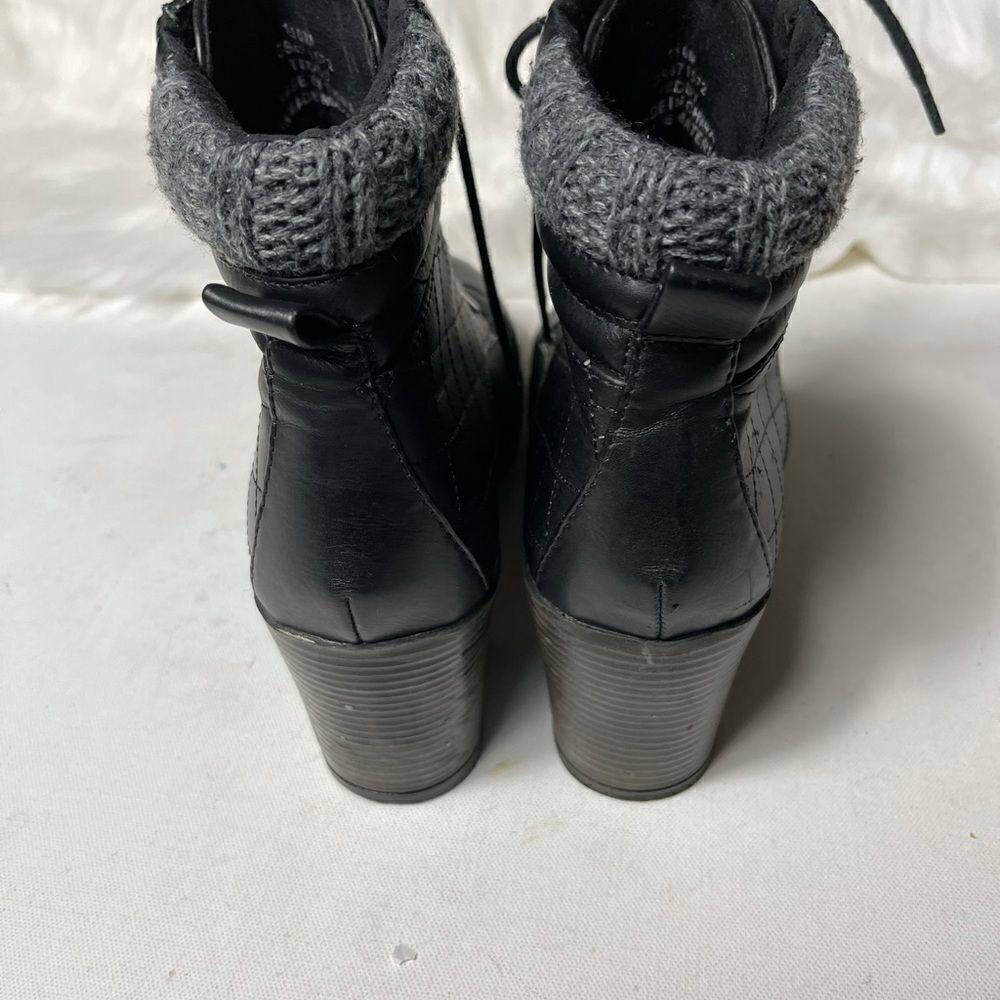 Mia teddy black knitted collar lace up combat boots round toe size 11 - Picture 3 of 9